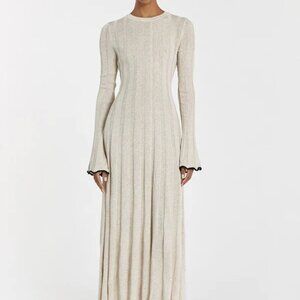 Dissh Flora Natural Contrast Knit Midi Dress